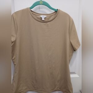 Time and Tru Tan Fitted Short Sleeve T-Shirt